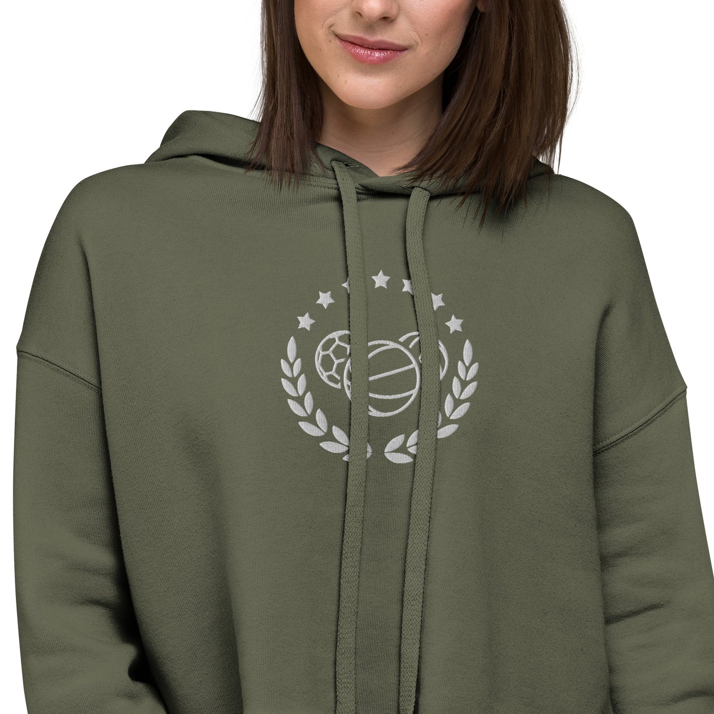 Sports Embroidered Crop Hoodie