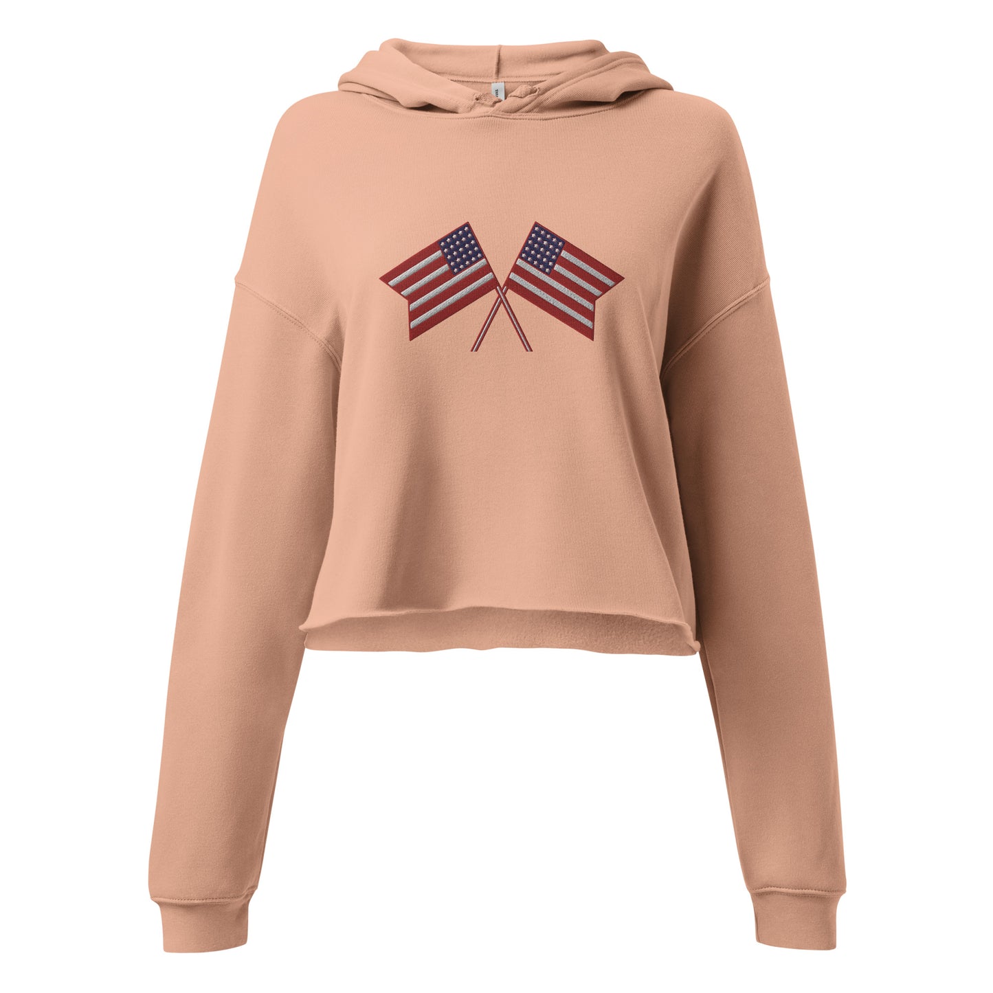 American Flag Embroidered Crop Hoodie
