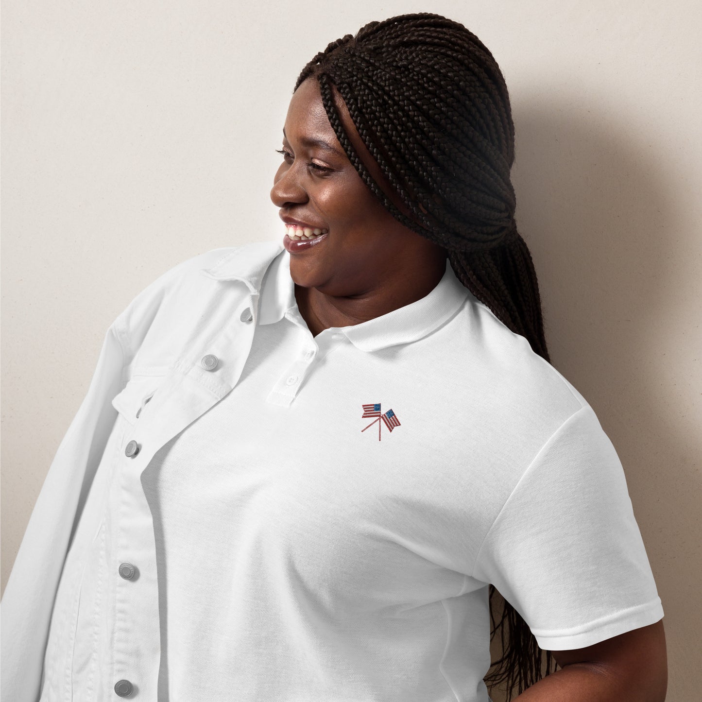 American Flag Women’s Pique Polo Shirt