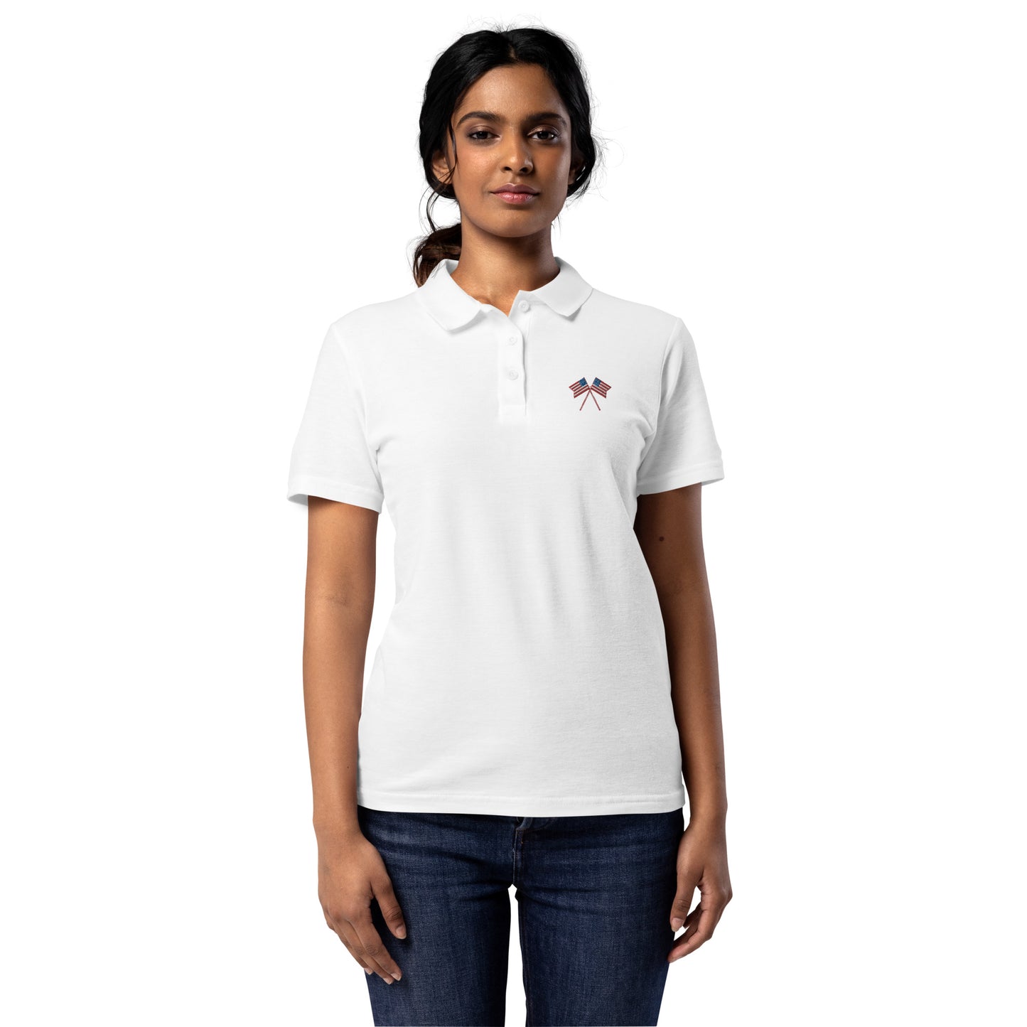 American Flag Women’s Pique Polo Shirt