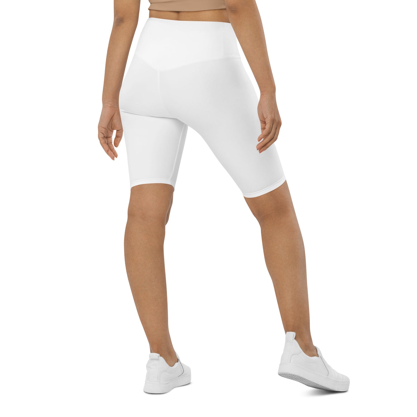 White High-Rise Biker Shorts