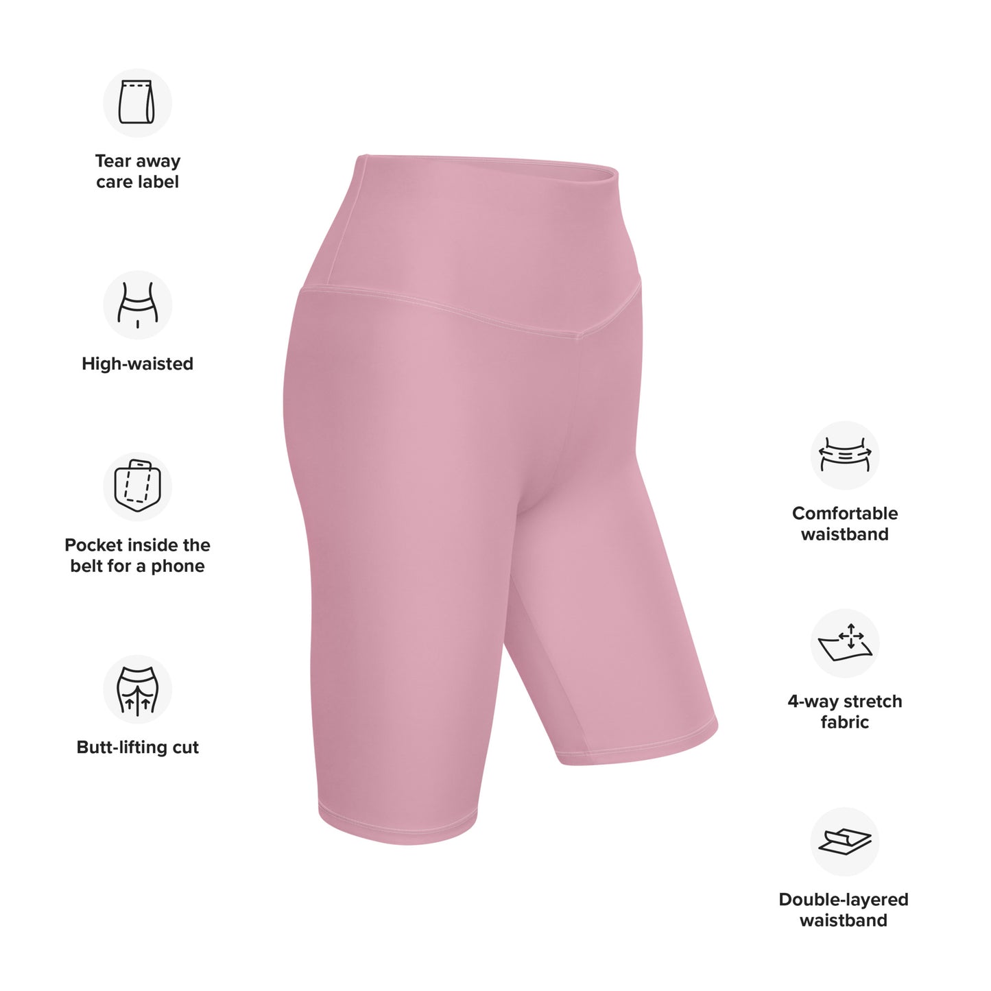 Neutral Pink High-Rise Biker Shorts