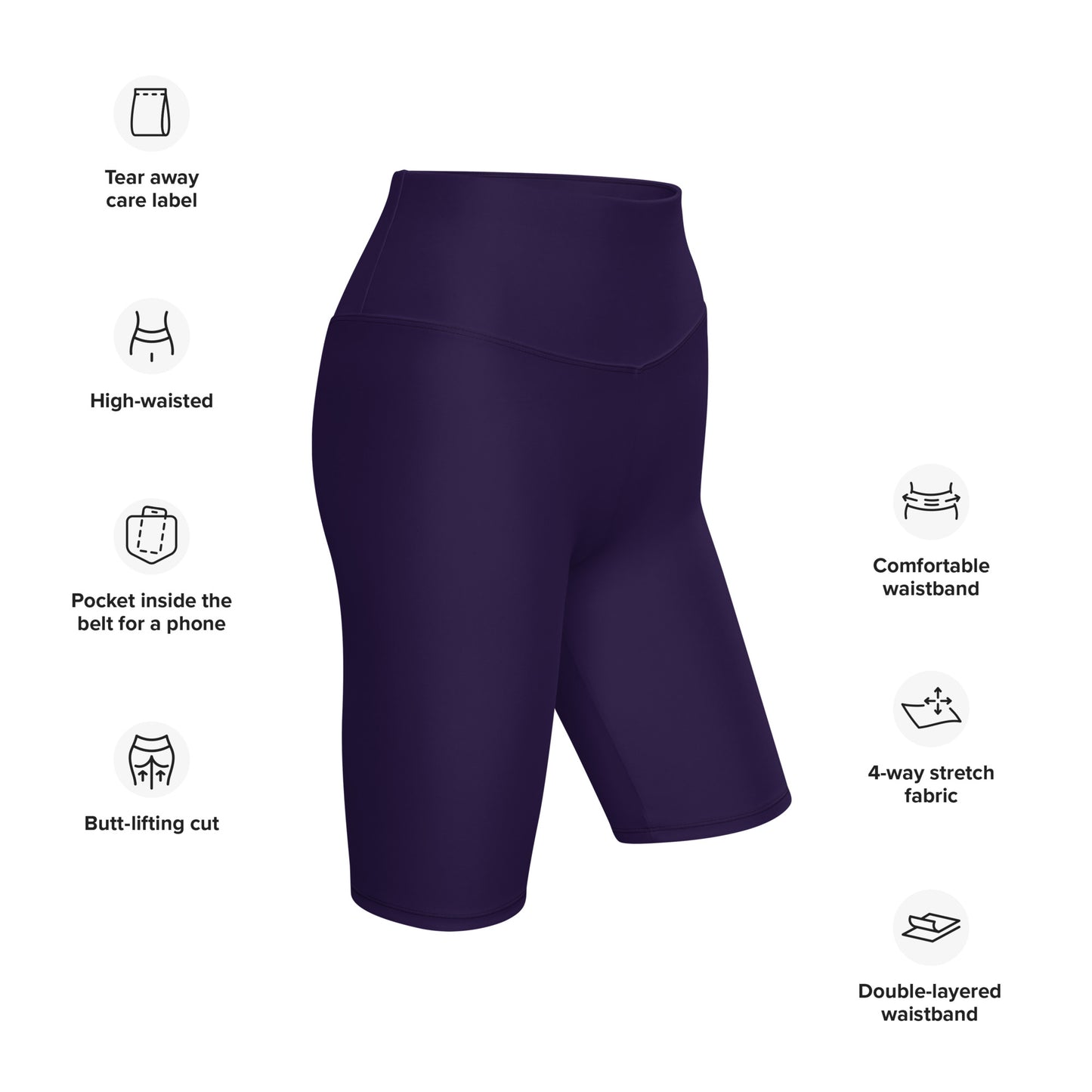 Dark Purple High-Rise Biker Shorts