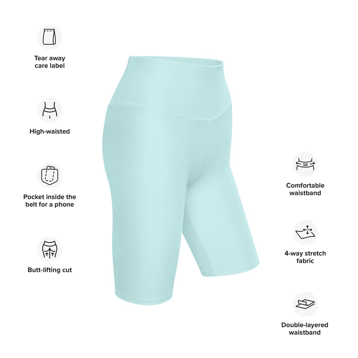 Pastel Blue High-Rise Biker Shorts