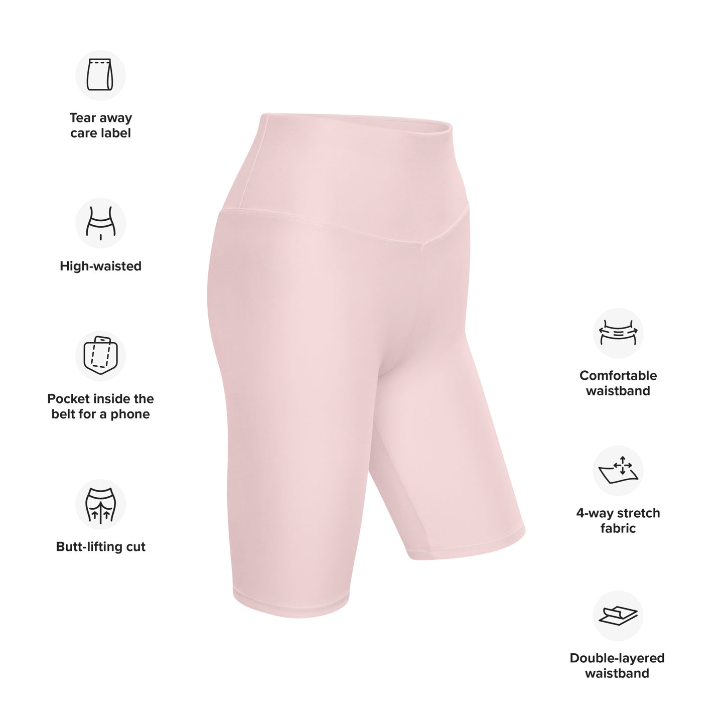 Pastel Pink High-Rise Biker Shorts