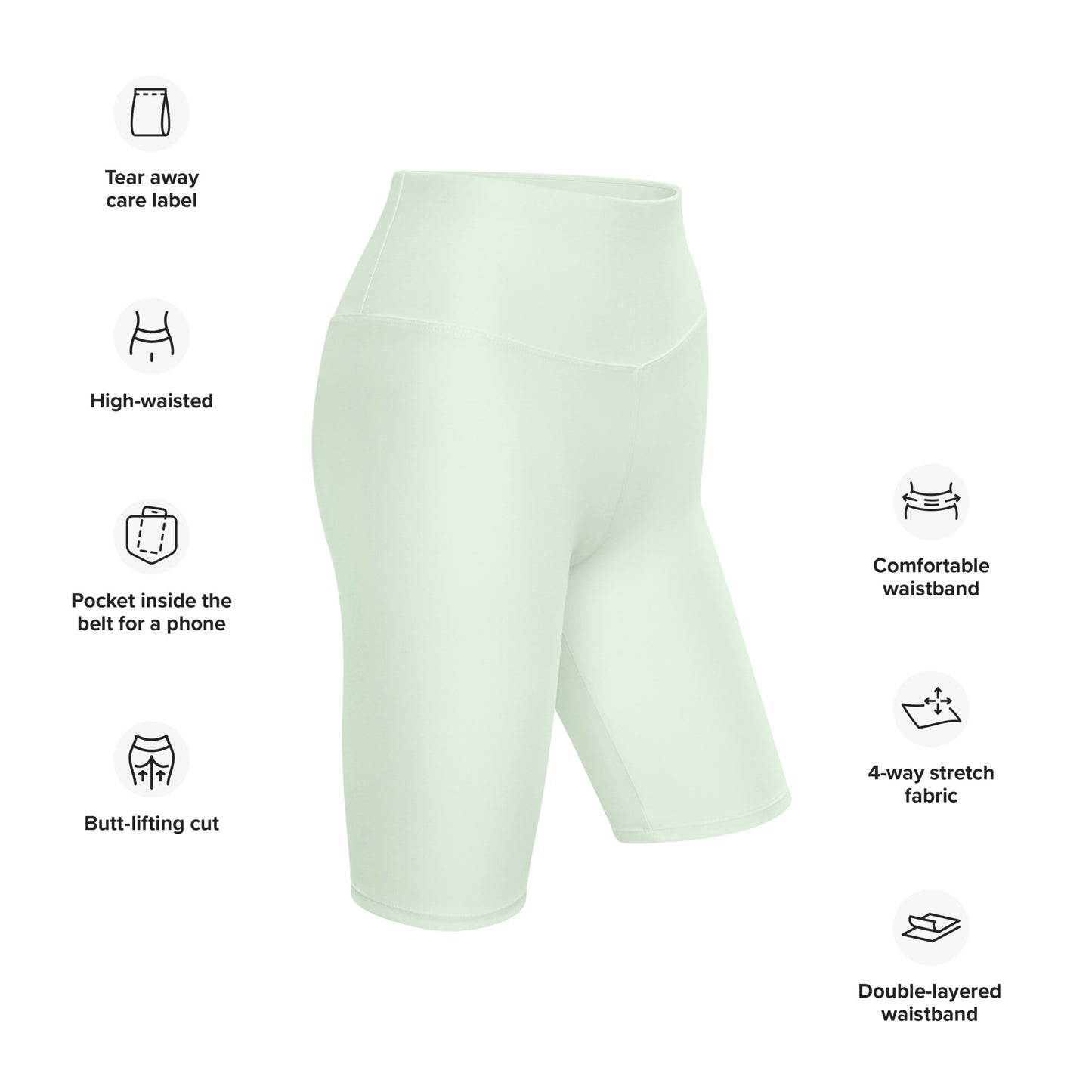 Pastel Mint High-Rise Biker Shorts