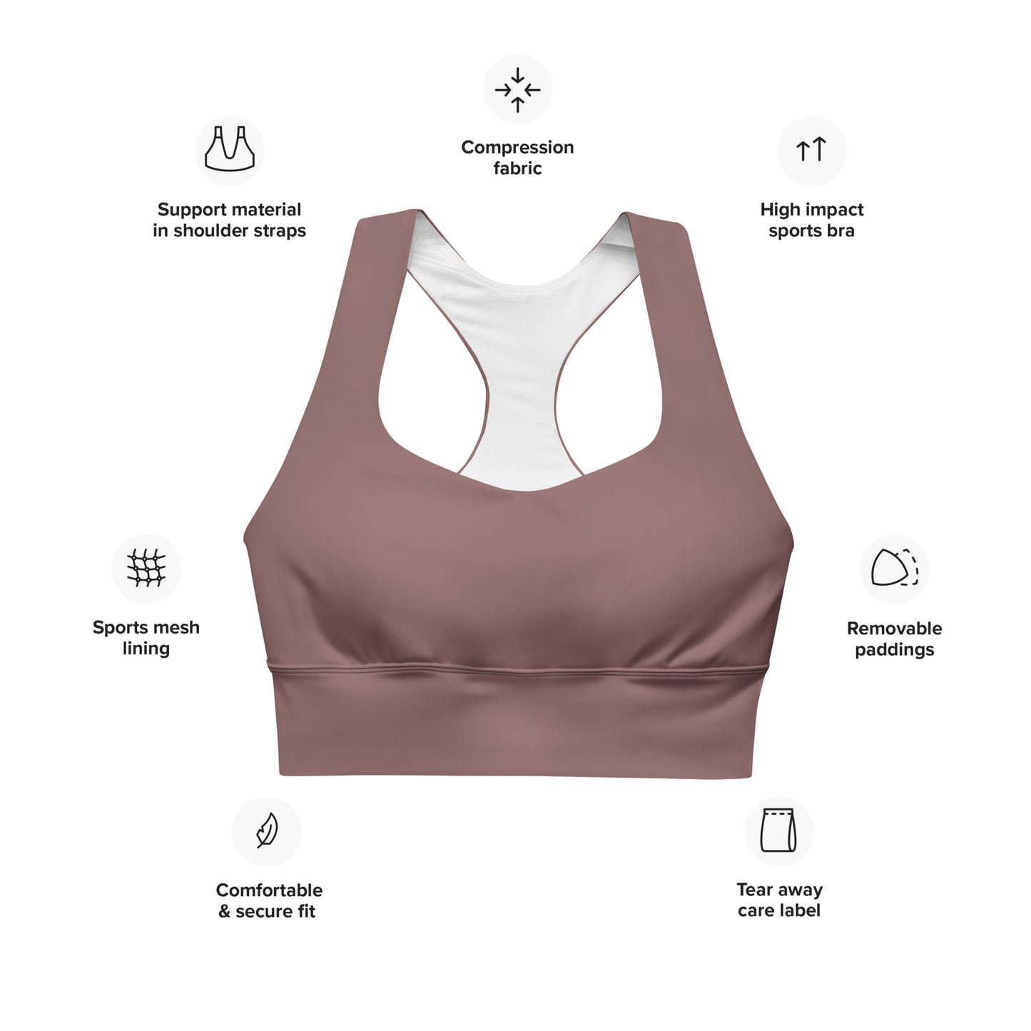 Light Brown Longline Sports Bra