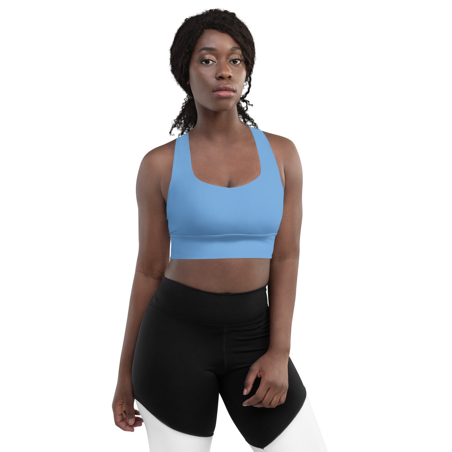 Sky Blue Longline Sports Bra