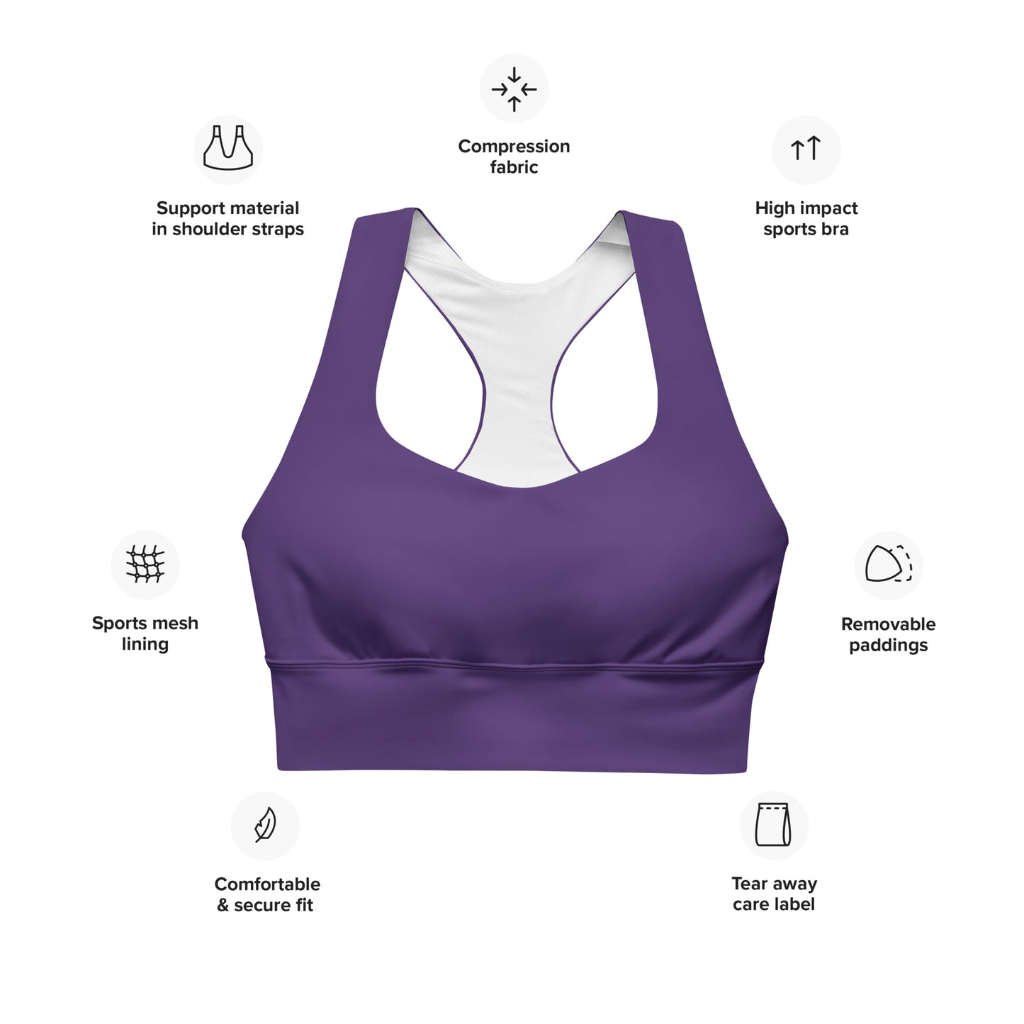 Dark Purple Longline Sports Bra