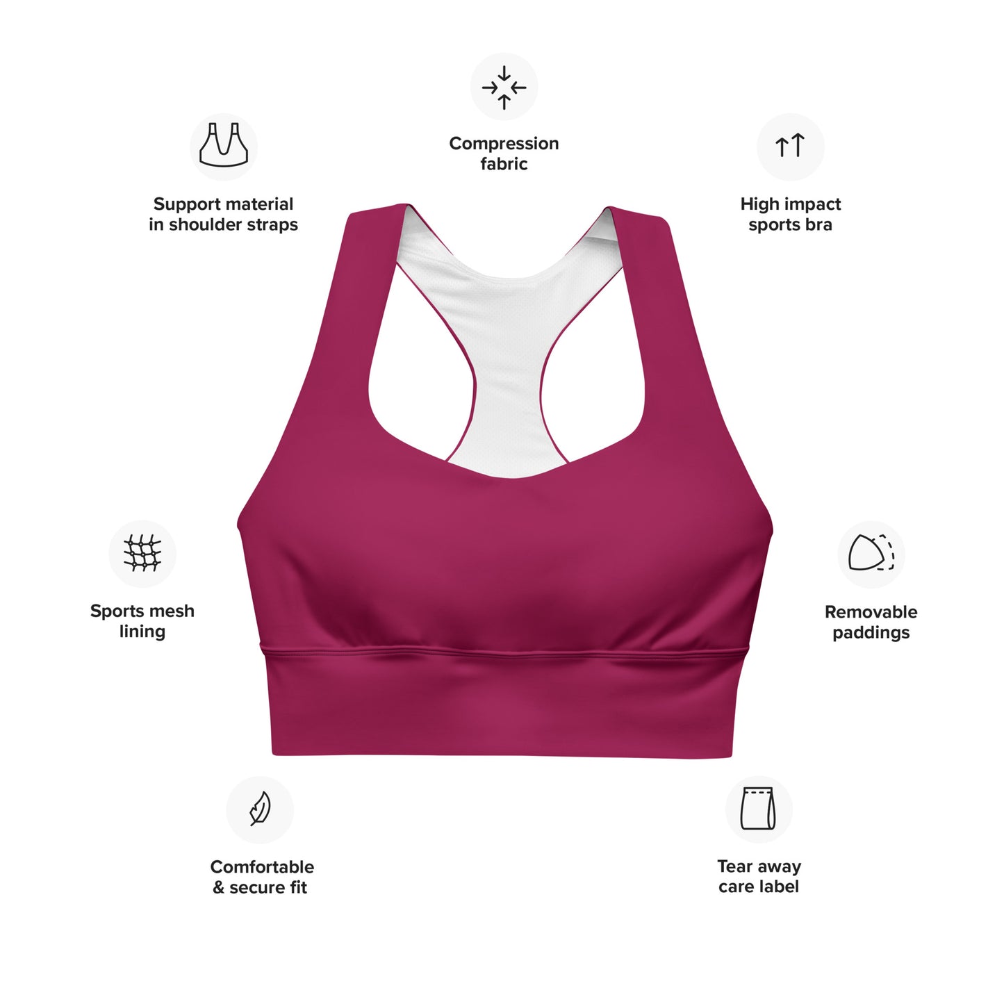 Raspberry Longline Sports Bra