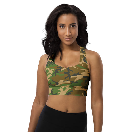 M81 Woodland Camo Longline Sports Bra