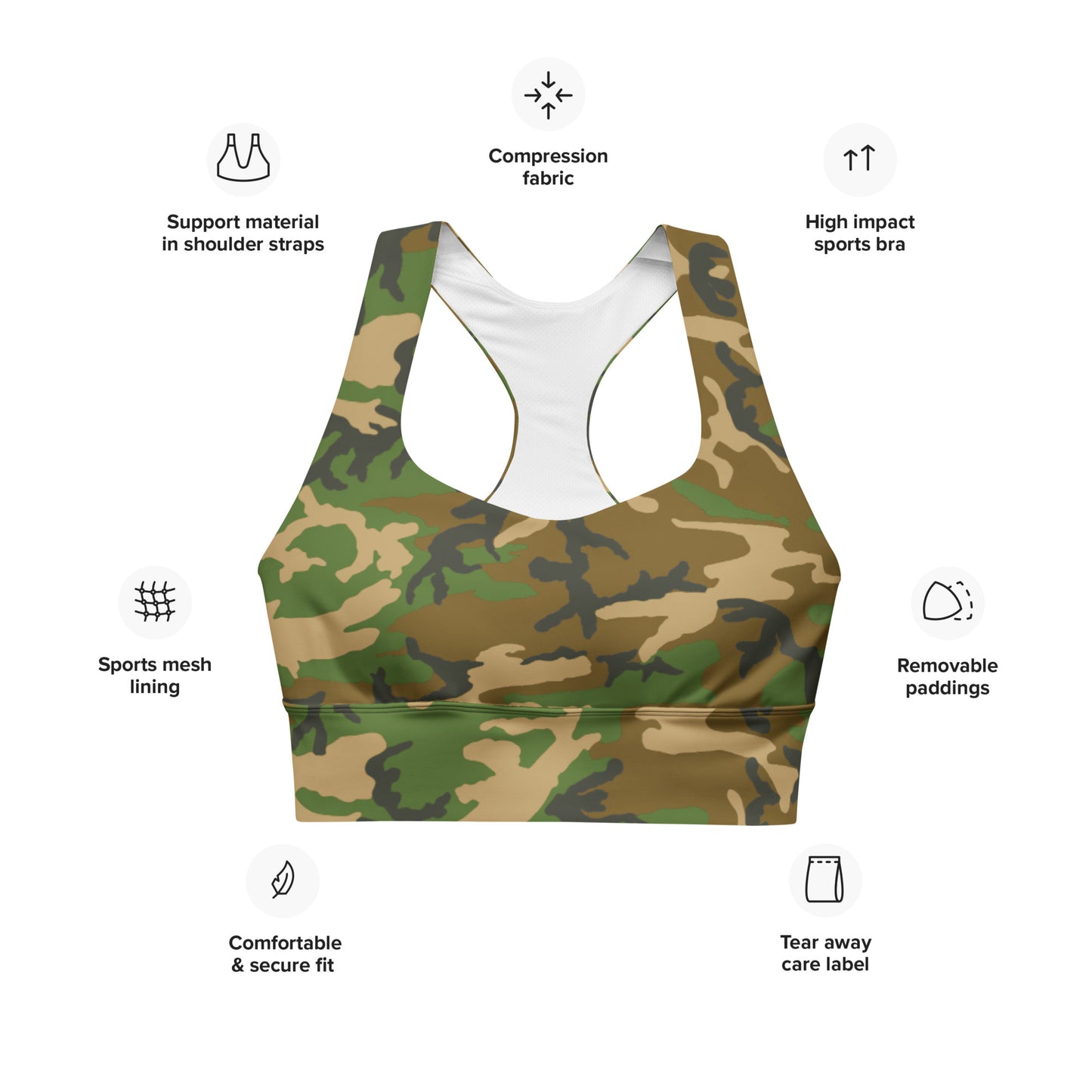 M81 Woodland Camo Longline Sports Bra