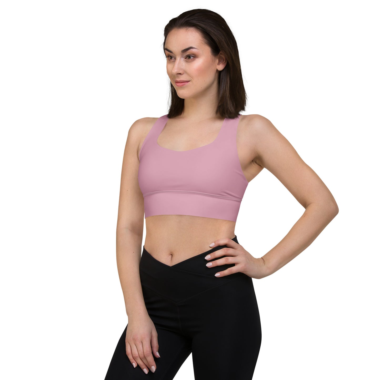 Neutral Pink Longline Sports Bra