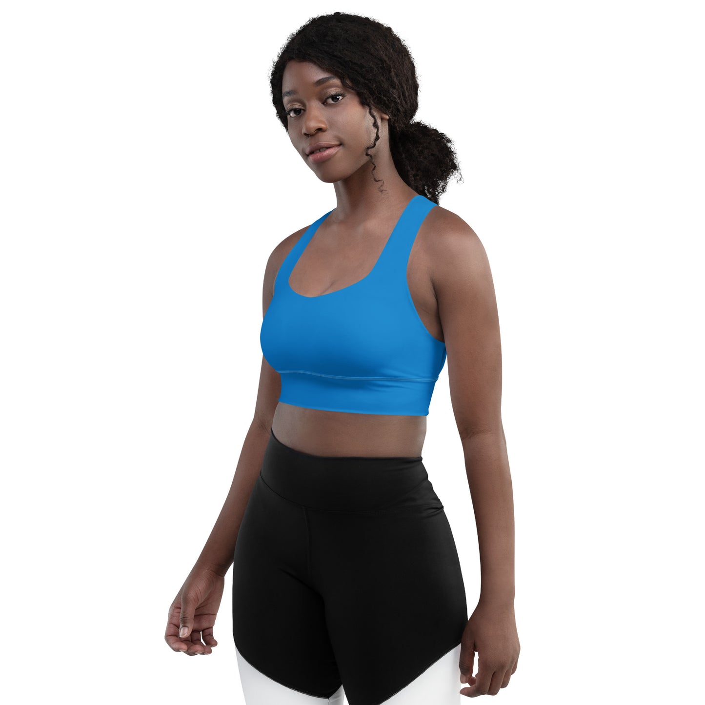 Blue Longline Sports Bra