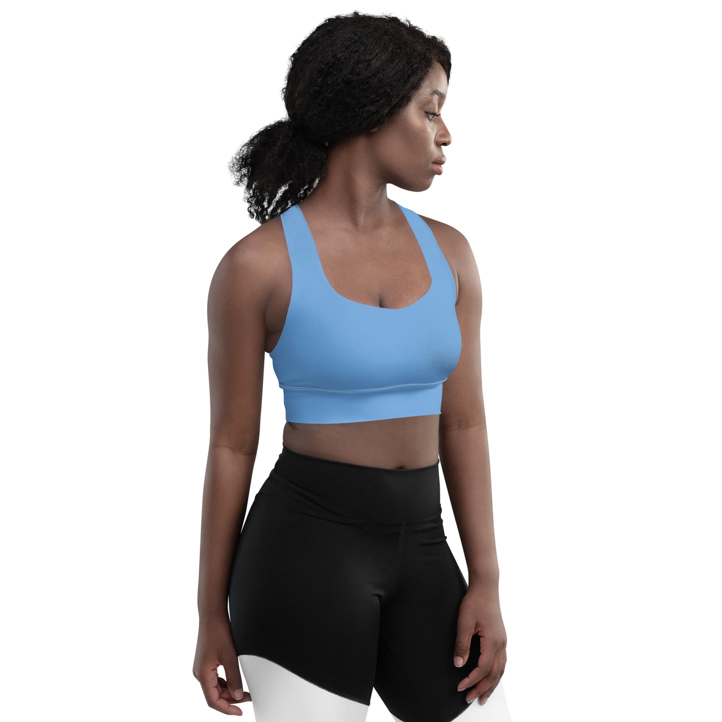 Sky Blue Longline Sports Bra