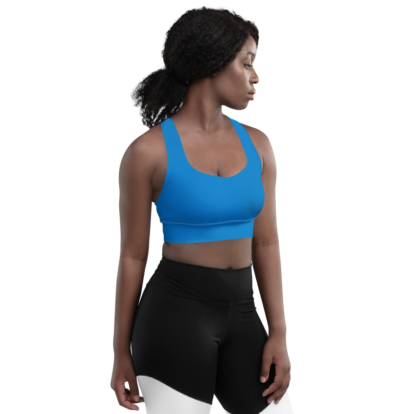 Blue Longline Sports Bra