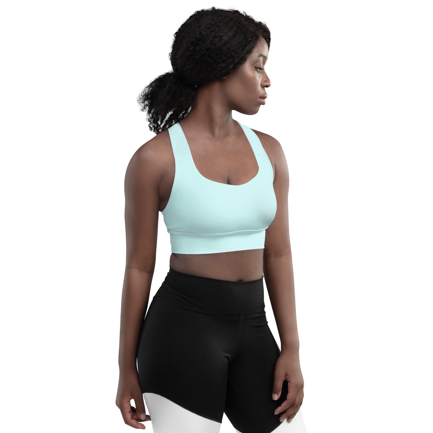 Pastel Blue Longline Sports Bra