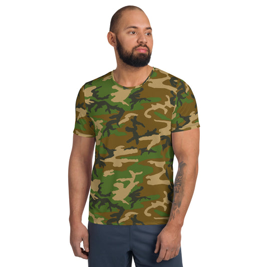 M81 Woodland Camo Men's Athletic T-shirt