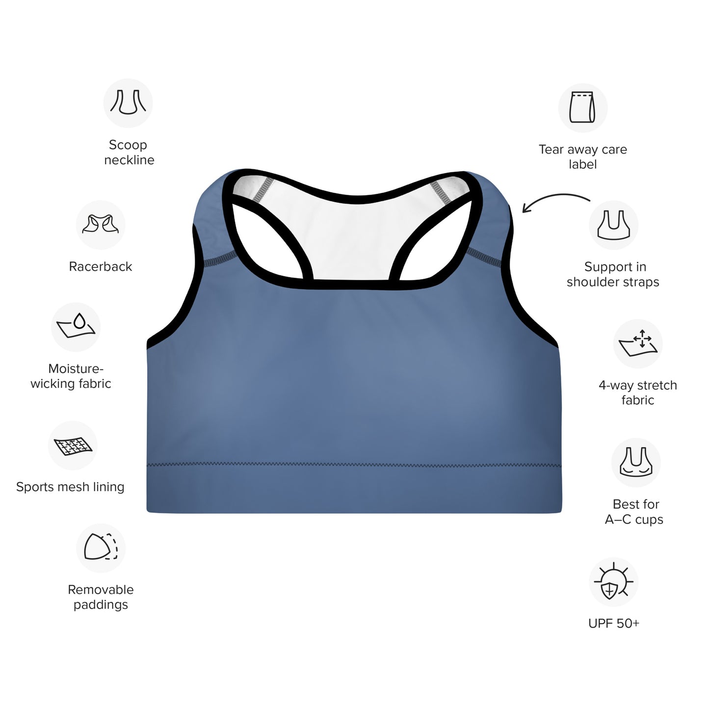 Kashmir Blue Padded Sports Bra