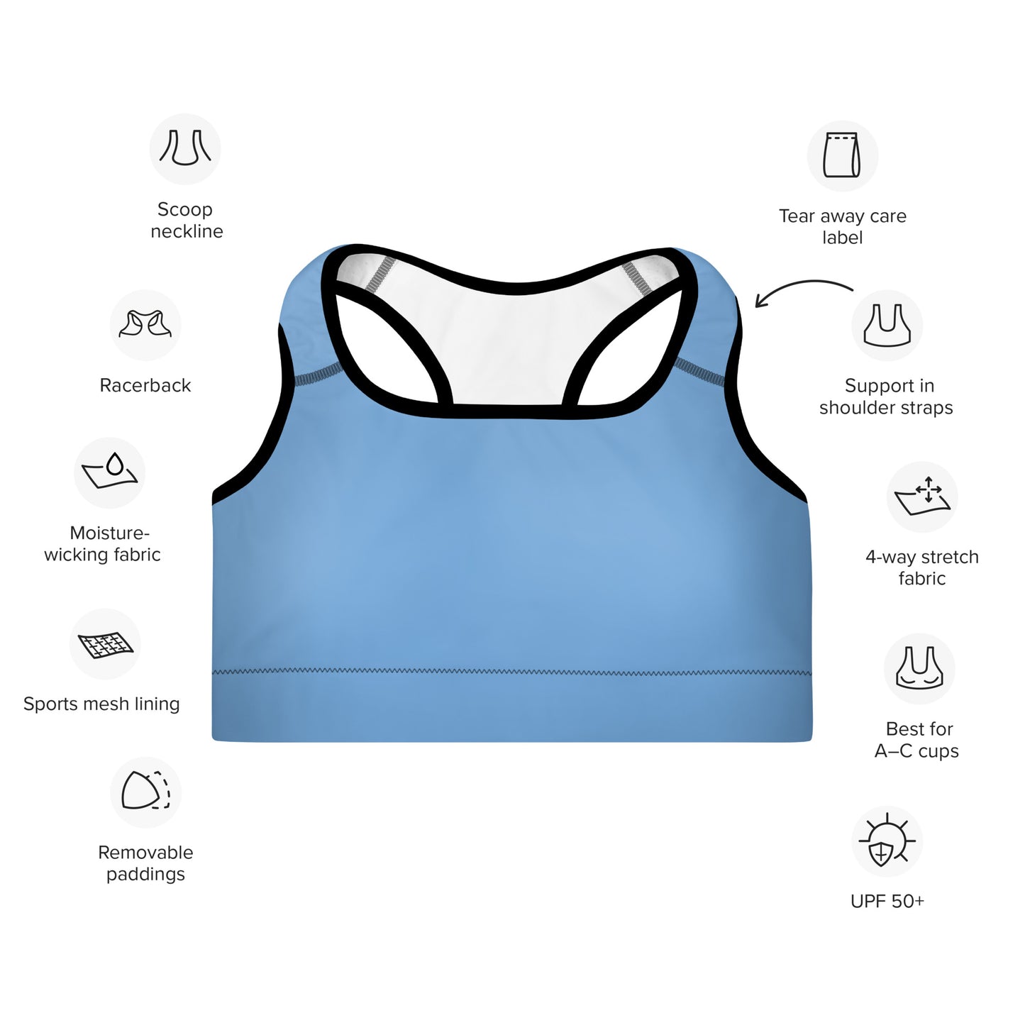 Sky Blue Padded Sports Bra