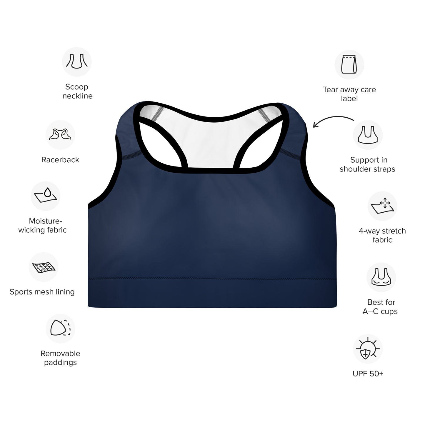 Navy Padded Sports Bra