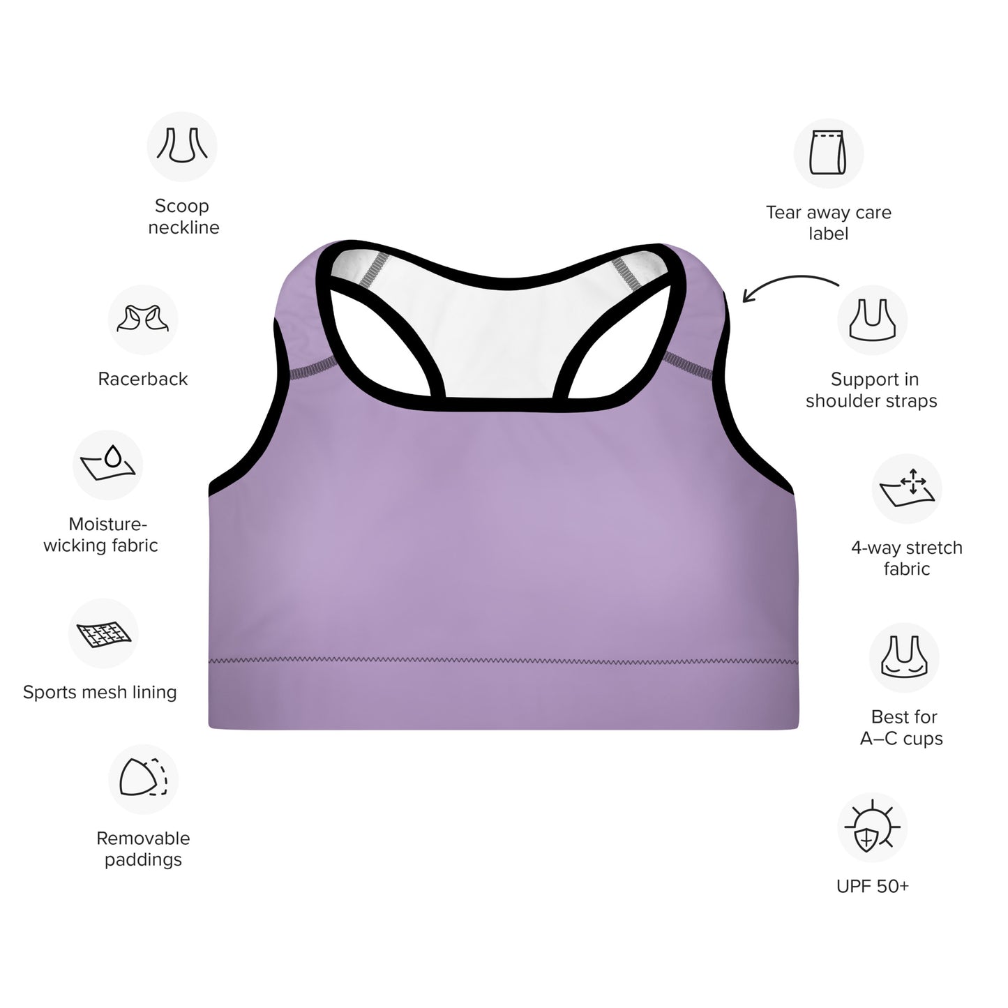 Lavender Padded Sports Bra