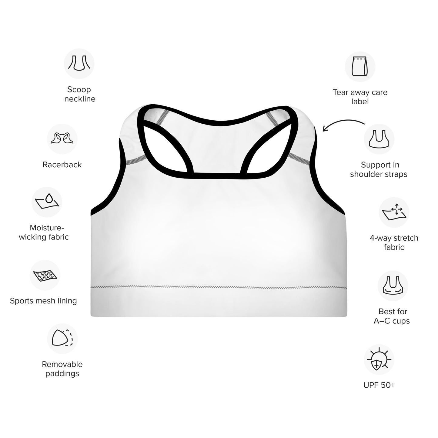 White Padded Sports Bra