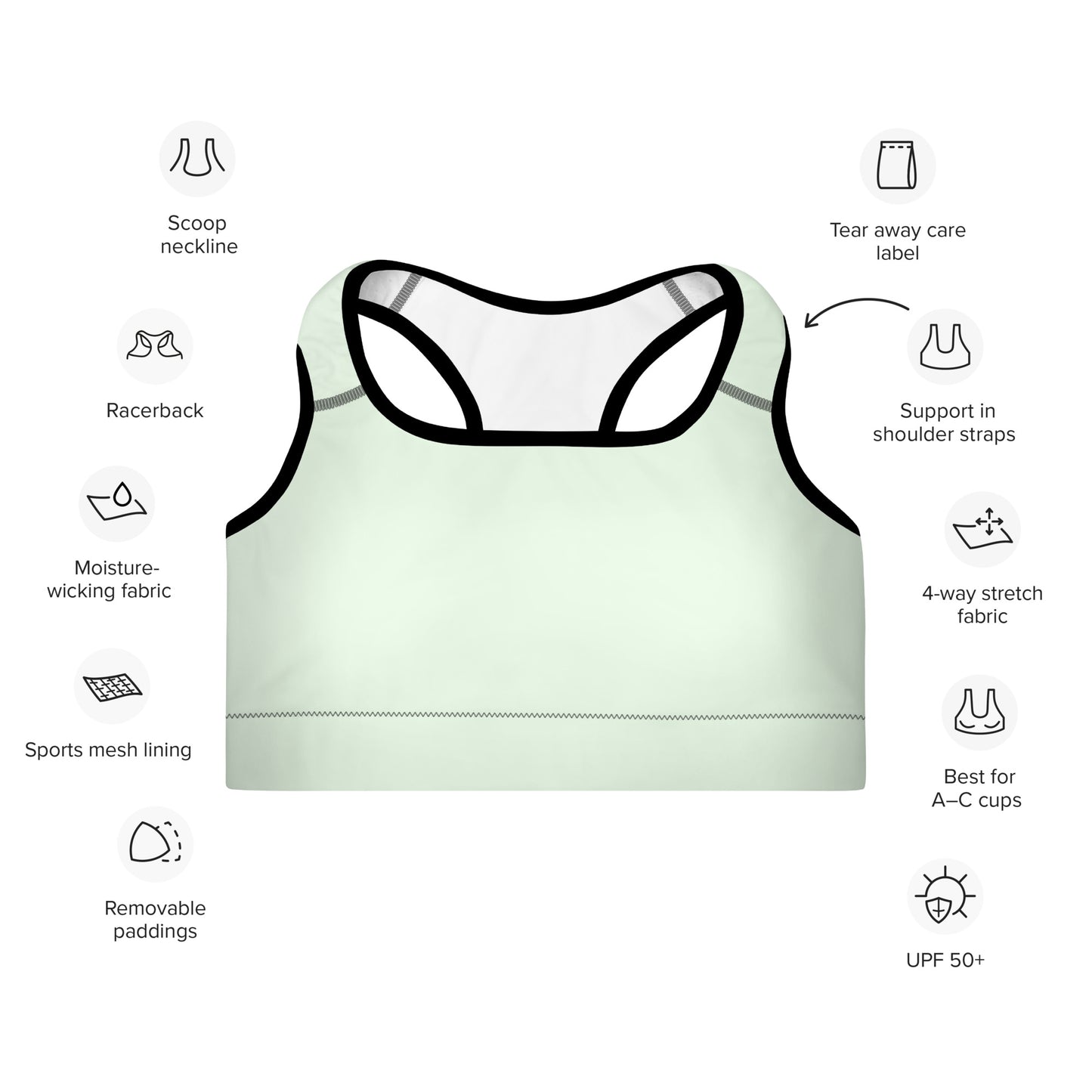 Pastel Mint Padded Sports Bra