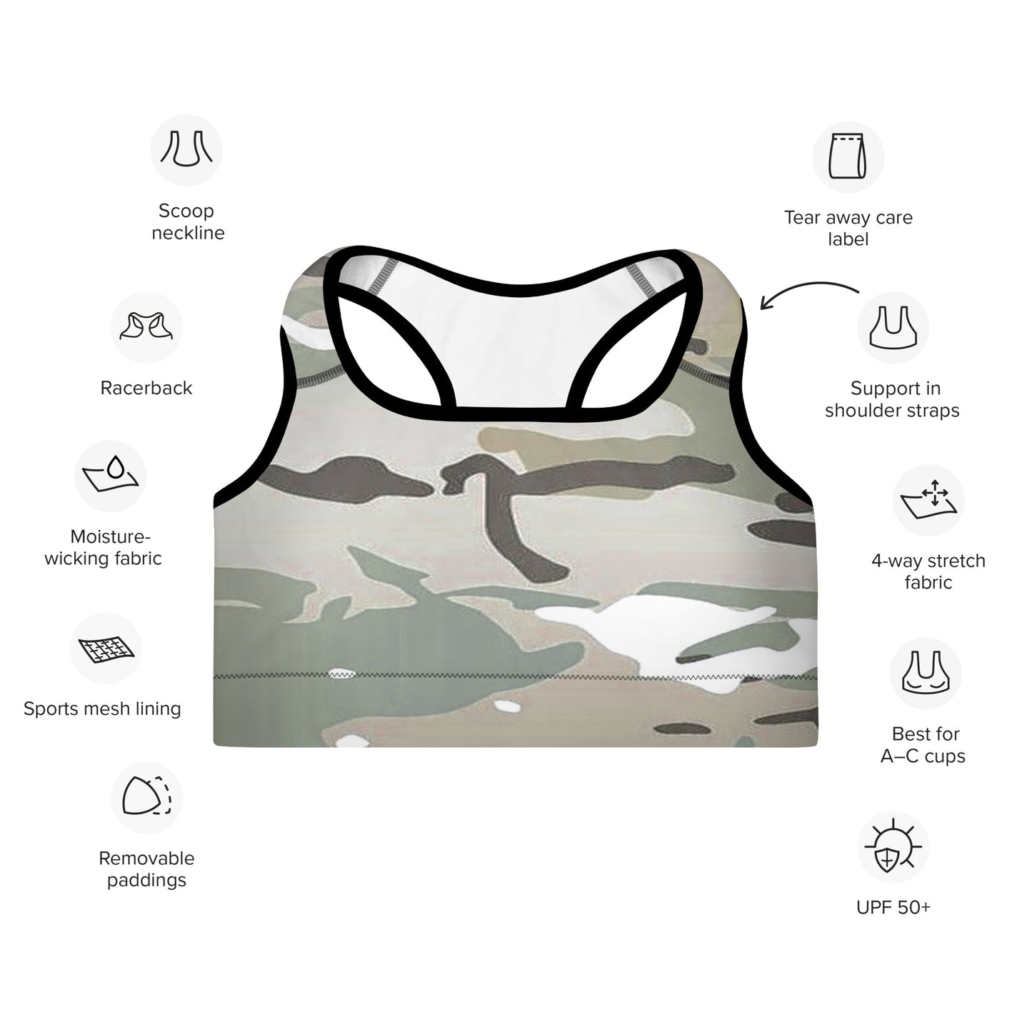 Desert Camo Padded Sports Bra