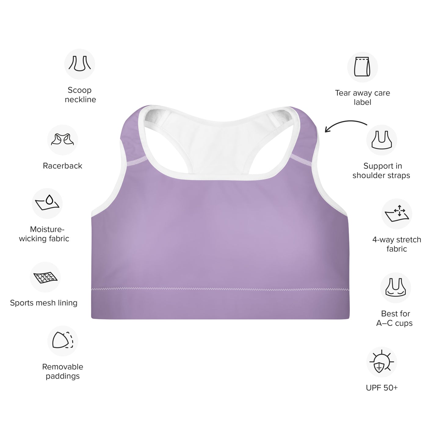 Lavender Padded Sports Bra