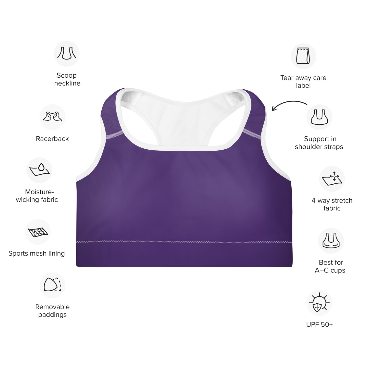 Dark Purple Padded Sports Bra