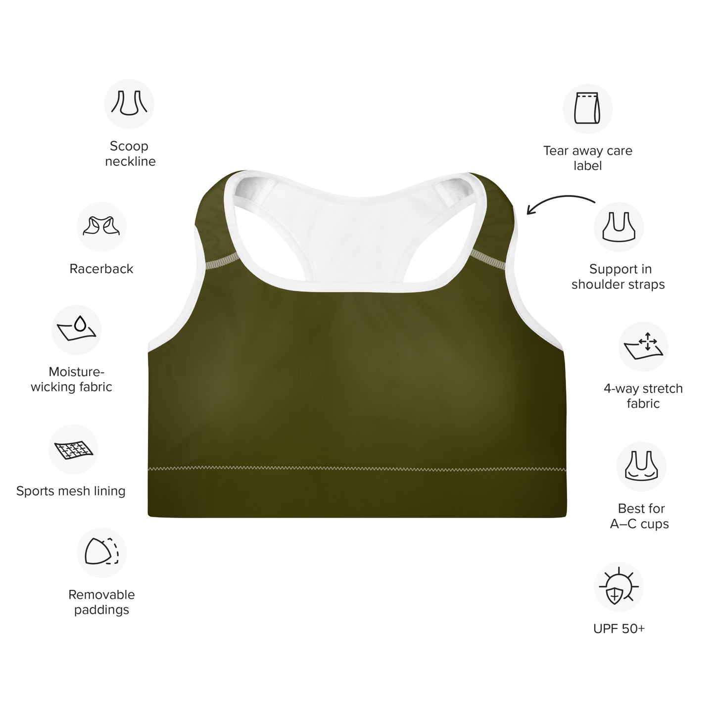 Olive Padded Sports Bra