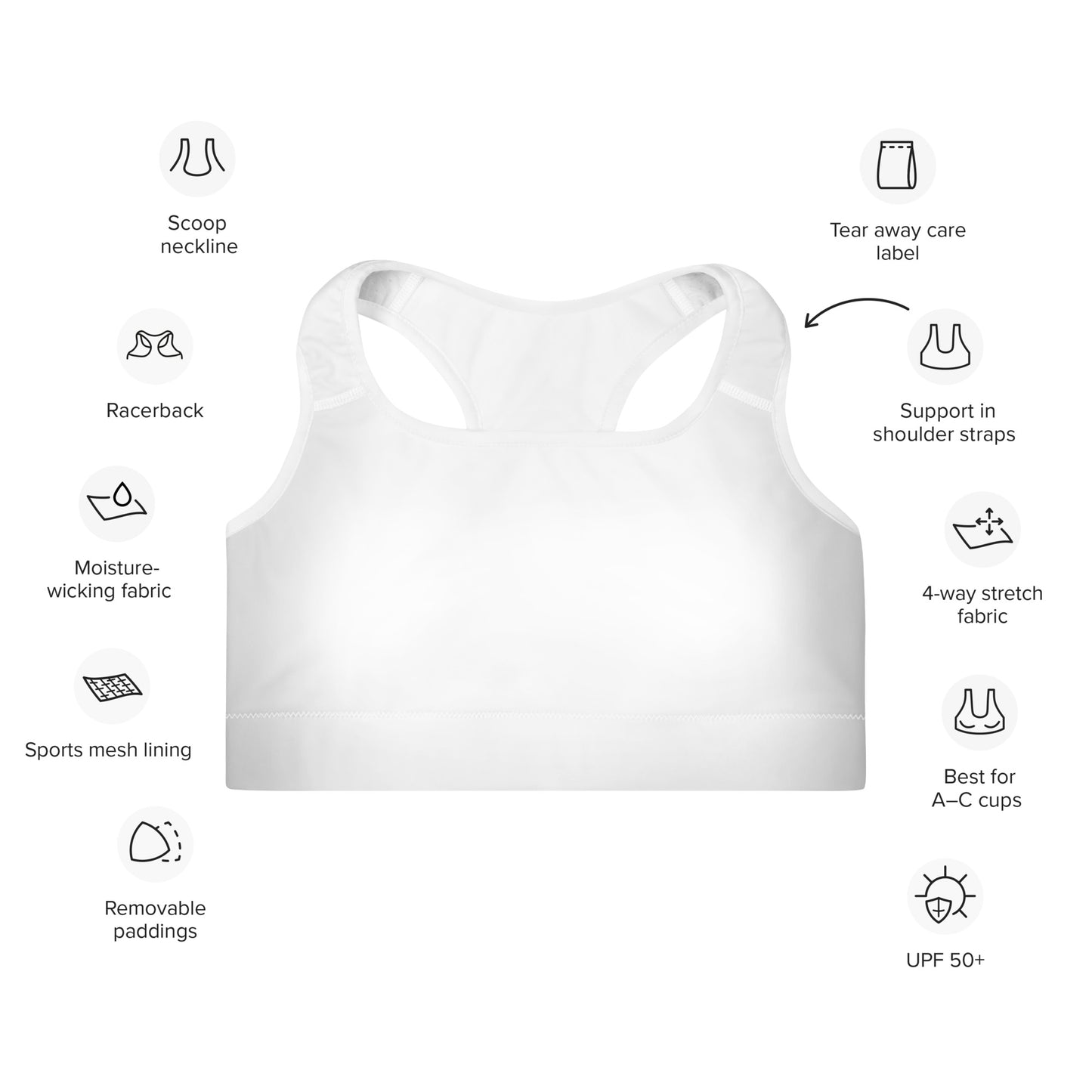 White Padded Sports Bra