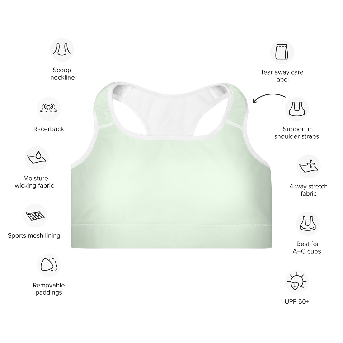 Pastel Mint Padded Sports Bra