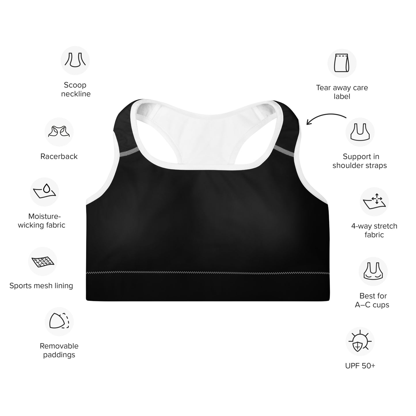 Black Padded Sports Bra