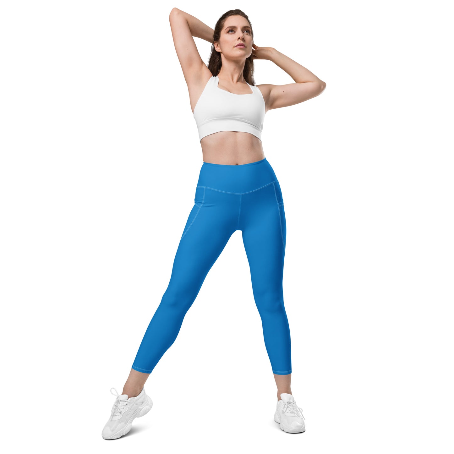 Blue Tight Leggings with Pockets