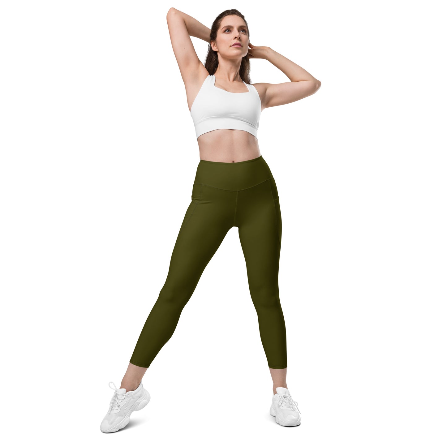 Olive Tight Leggings with Pockets