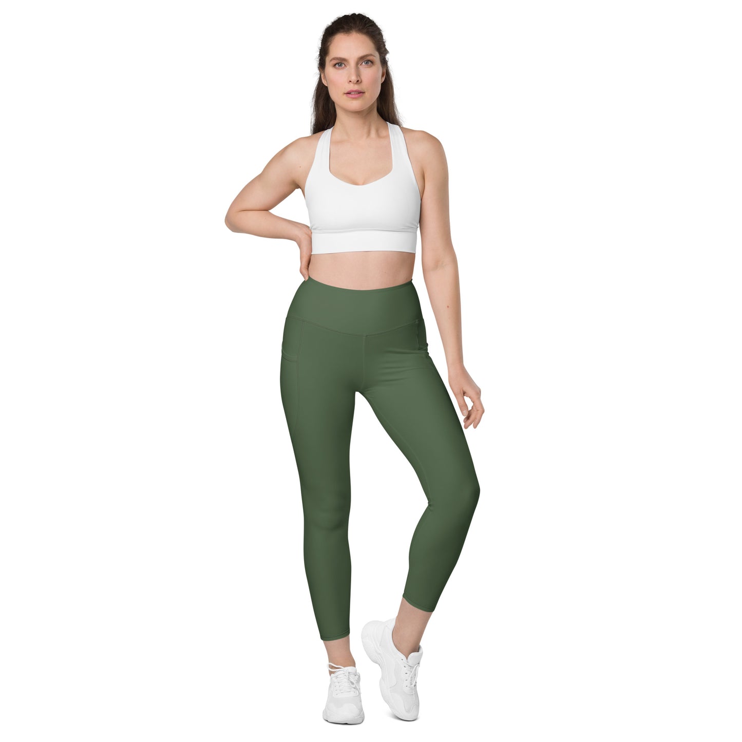 Green Tight Leggings with Pockets