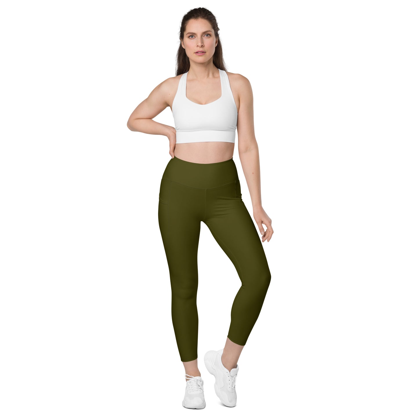 Olive Tight Leggings with Pockets