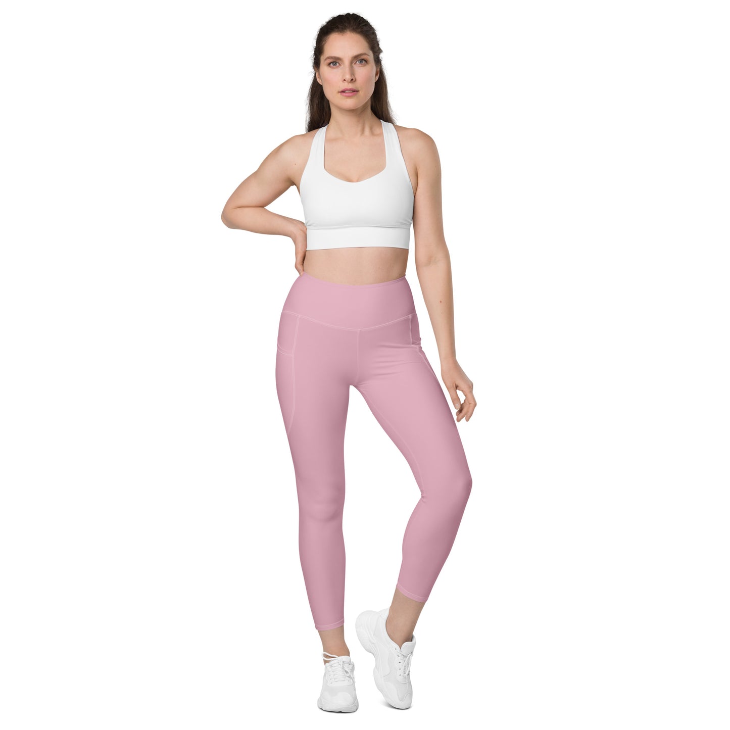 Neutral Pink Tight Leggings with Pockets