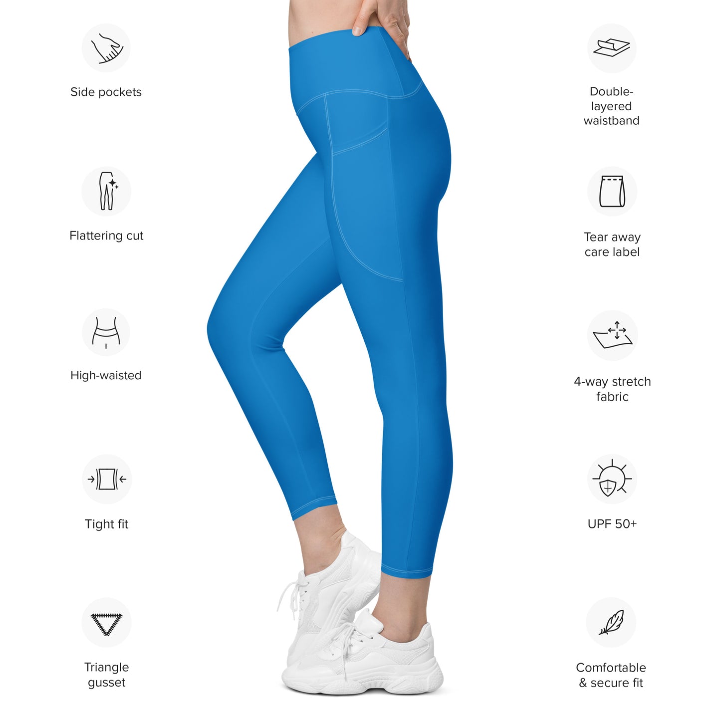 Blue Tight Leggings with Pockets