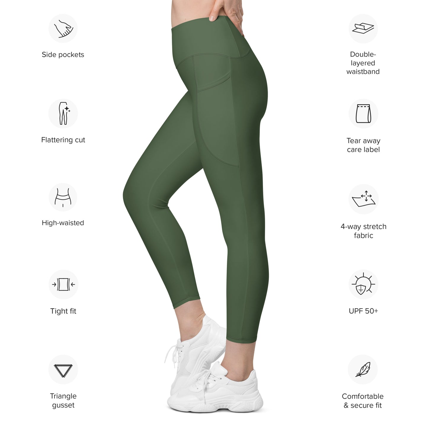 Green Tight Leggings with Pockets