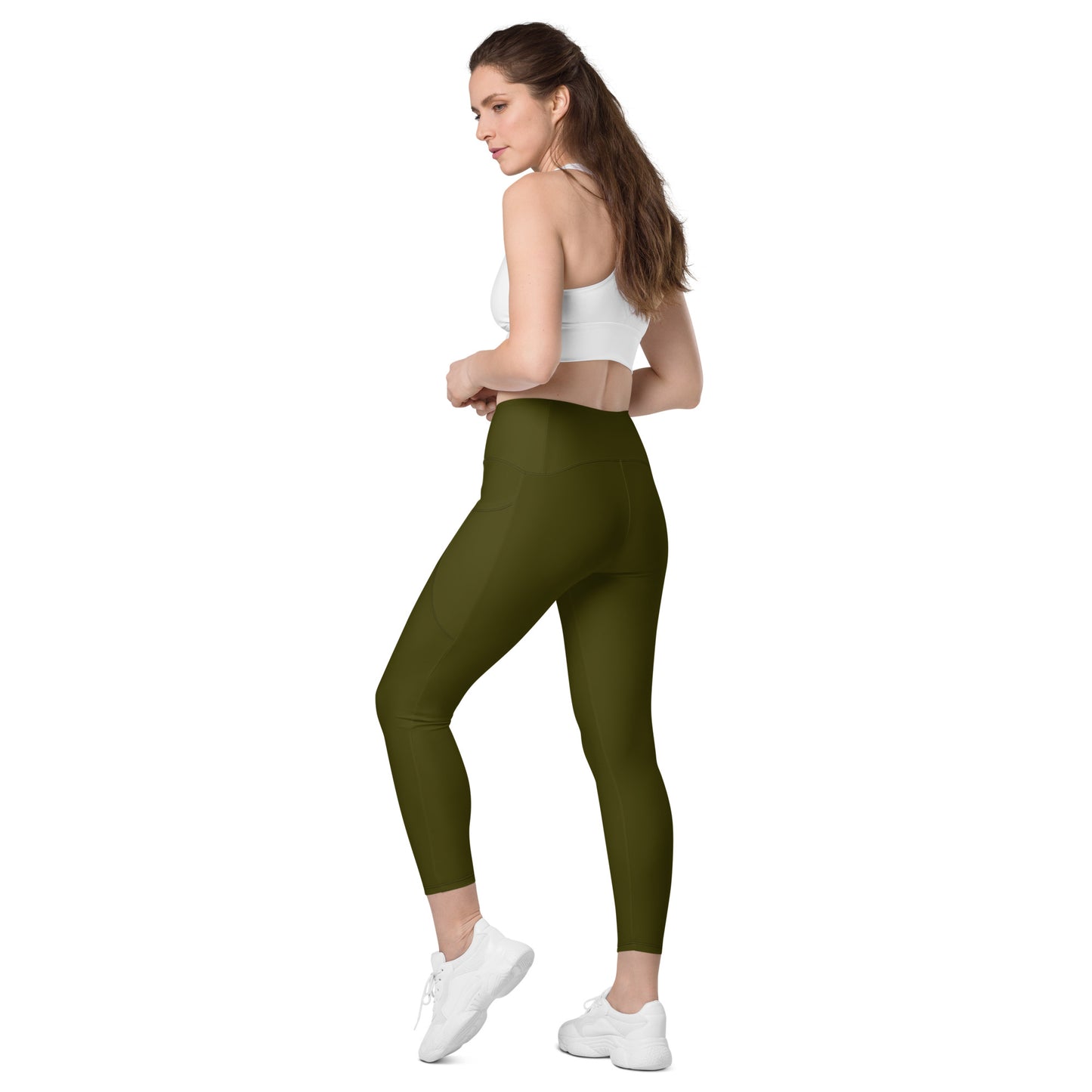 Olive Tight Leggings with Pockets