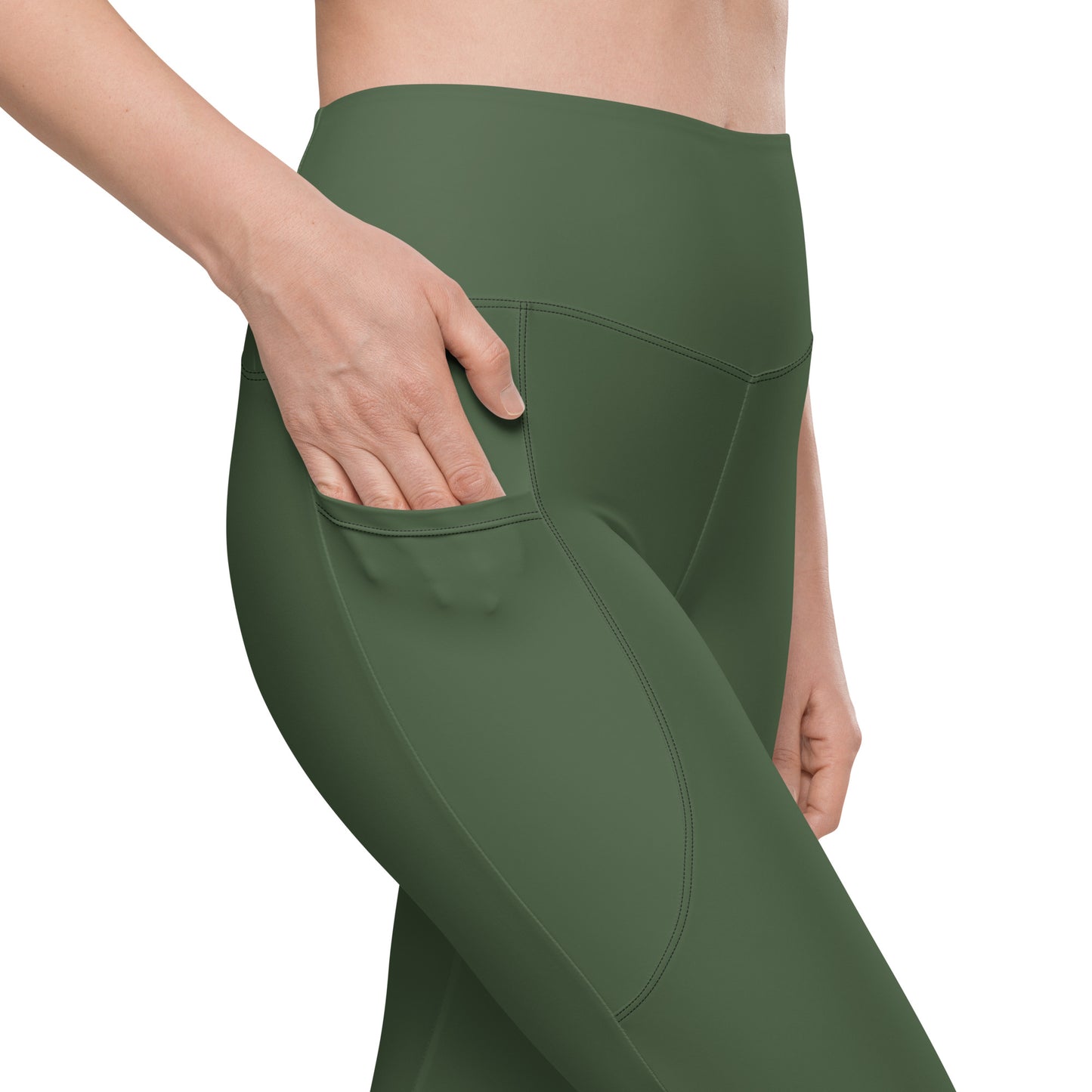 Green Tight Leggings with Pockets