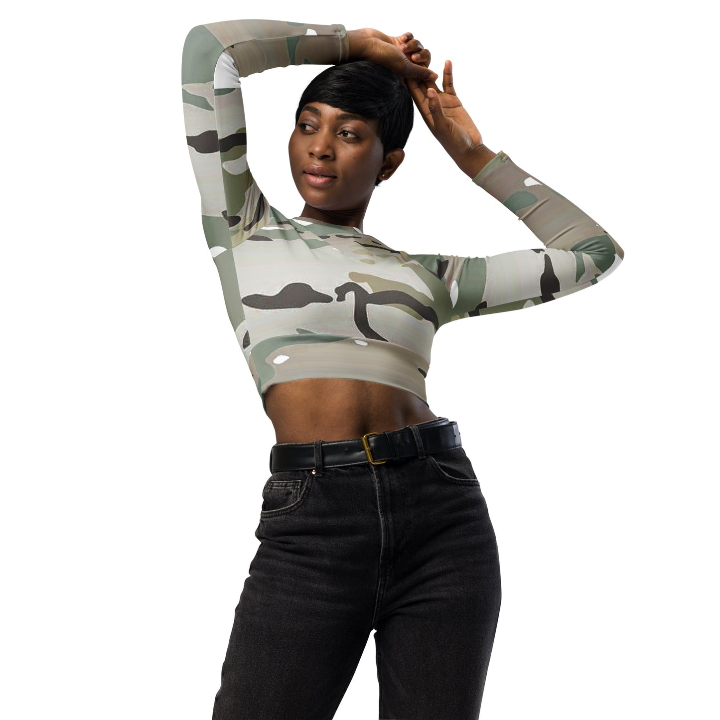 Desert Camo Long-Sleeve Crop Top