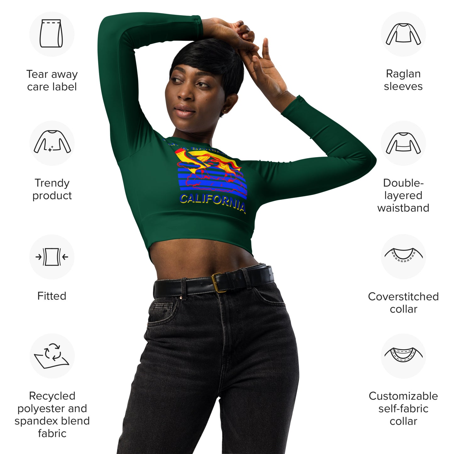 Santa Barbara Long-Sleeve Crop Top