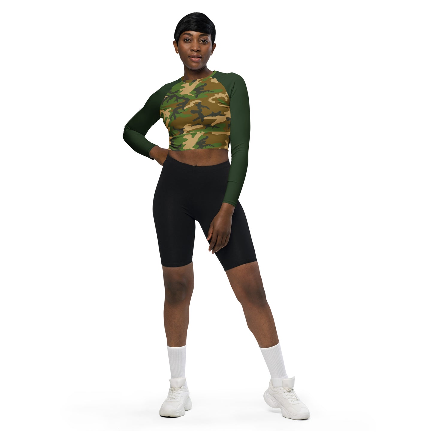 M81 Woodland Camo Long-Sleeve Crop Top