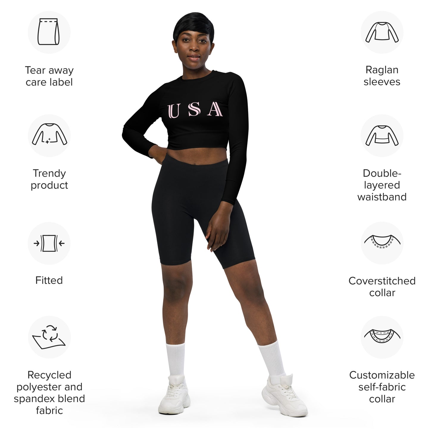 Women's Cycling Long-Sleeve Crop Top