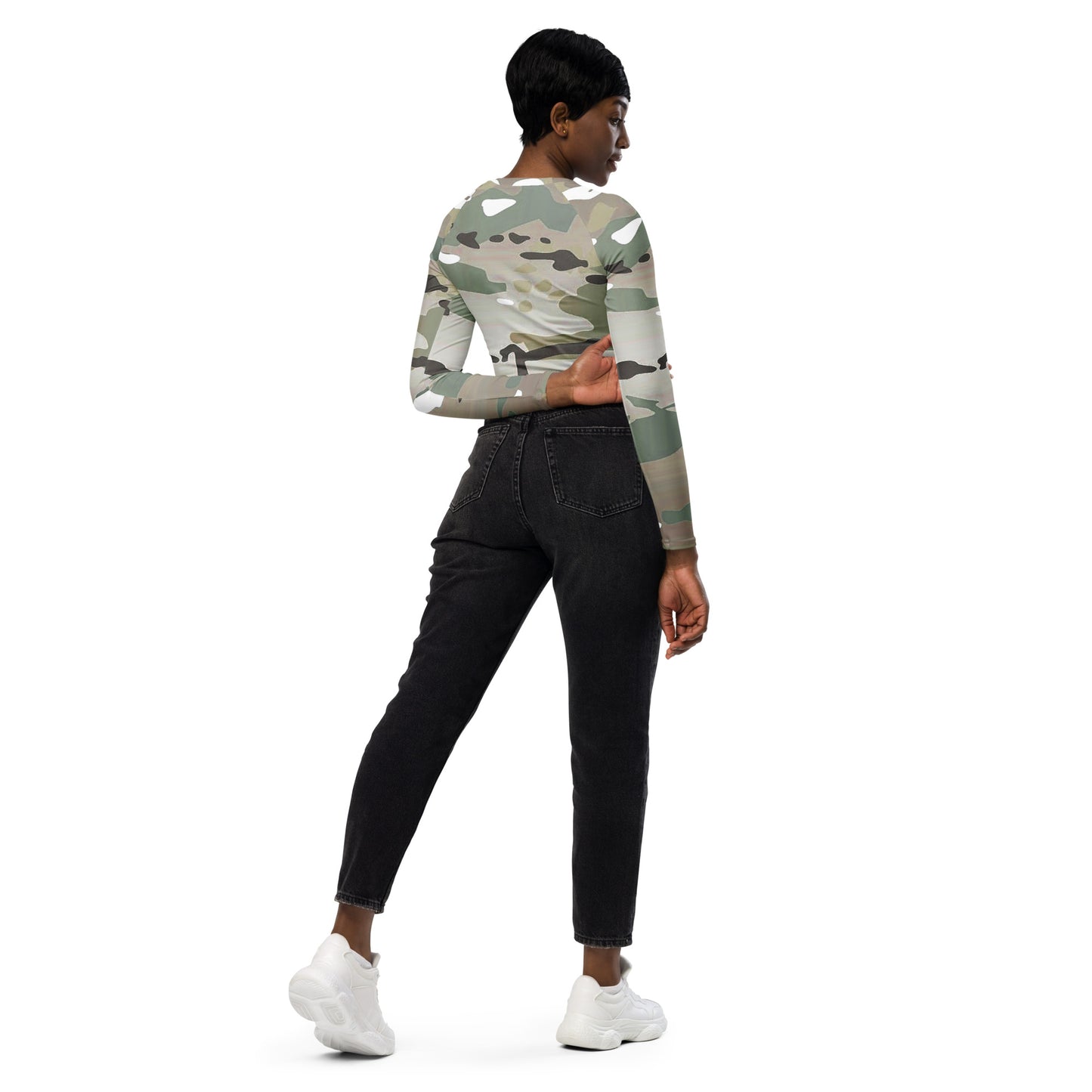 Desert Camo Long-Sleeve Crop Top