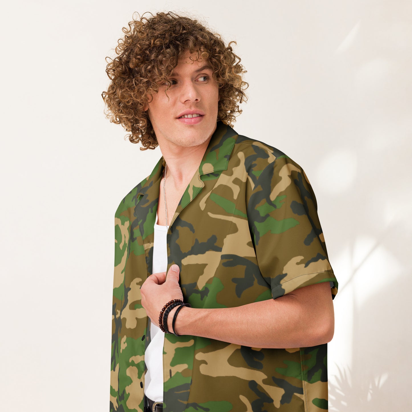 M81 Woodland Camo Unisex Button Shirt